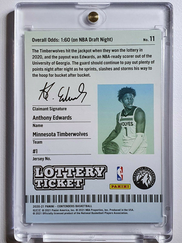 2020 Contenders Anthony Edwards Rookie #11 Lottery Ticket SPARKLE - Rare