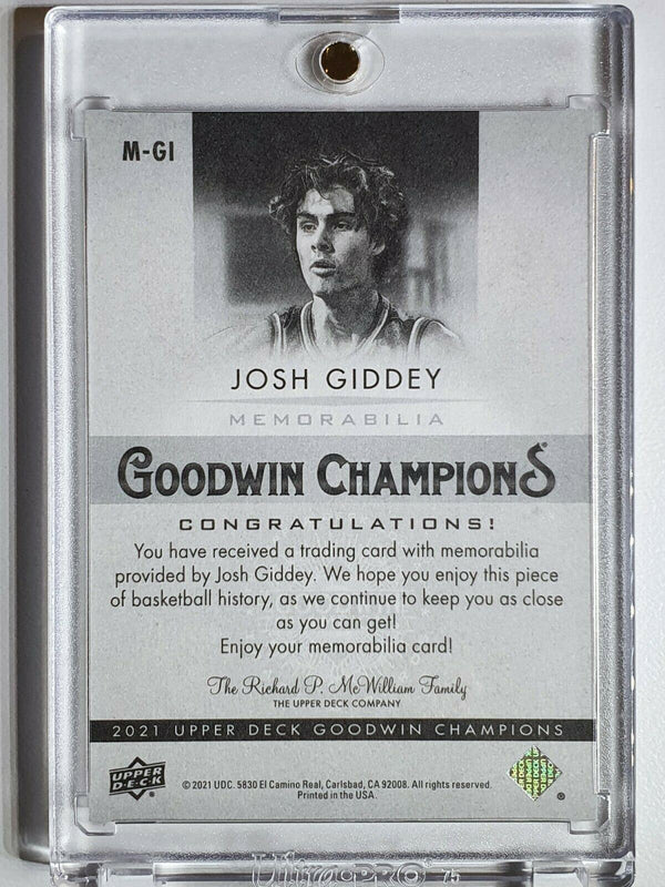 2021 Upper Deck Josh Giddey Rookie #PATCH Jersey RC - Goodwin Champions