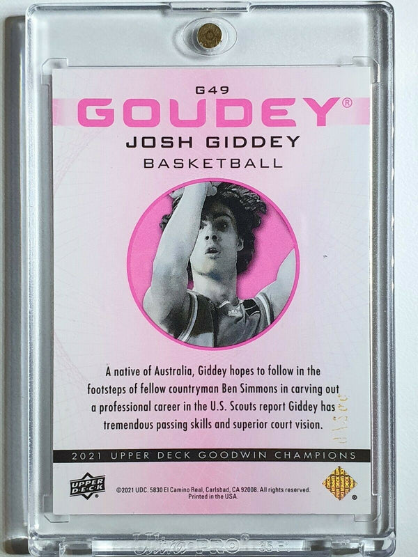 2021 Upper Deck Josh Giddey Rookie #G49 PINK TRAXX /299 - Goodwin Champions