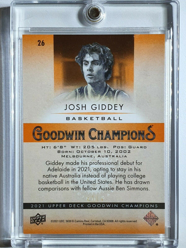 2021 Upper Deck Josh Giddey Rookie #26 ORANGE HYPER /399 - Goodwin Champions