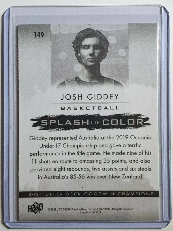 2021 Upper Deck Josh Giddey Rookie #149 Splash Of Color - Goodwin Champions