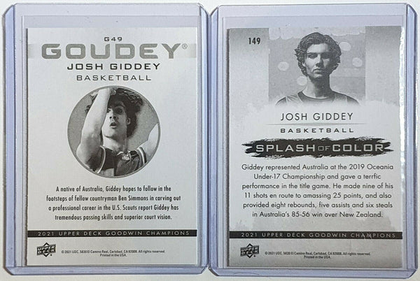 2021 Upper Deck Josh Giddey Rookie #G49 #149 Lot of 2 RCs - Goodwin Champions