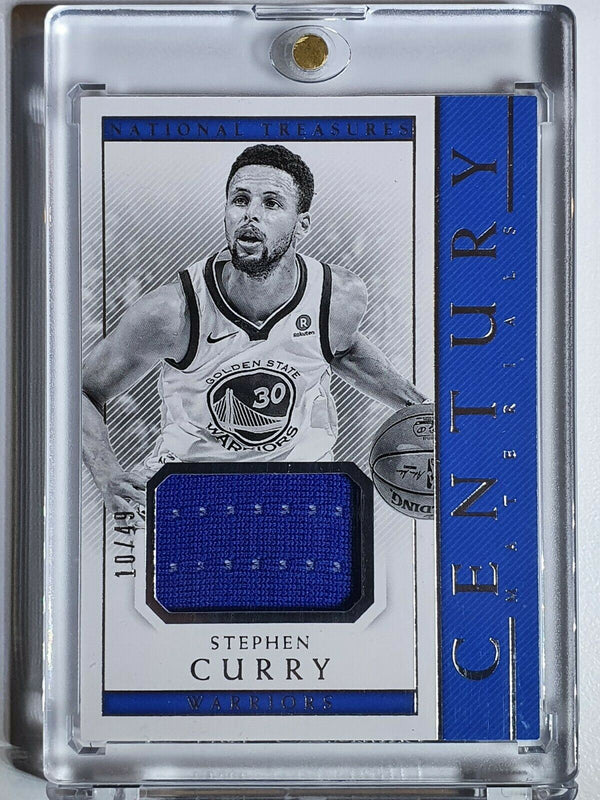 2017 Panini National Treasures Stephen Curry #PATCH /49 Game Worn Jersey - Rare