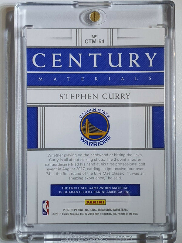 2017 Panini National Treasures Stephen Curry #PATCH /49 Game Worn Jersey - Rare