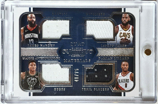 2017 Panini Dominion LeBron/Giannis/Lillard/Harden #PATCH /75 Quad Jersey