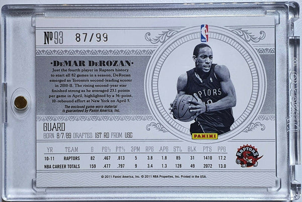 2011 National Treasures DeMar DeRozan #PATCH /99 Game Worn Jerset - Rare