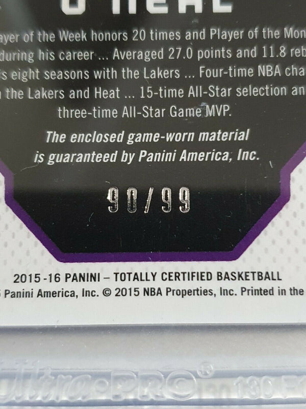 2015 Totally Certified Shaquille O'Neal #PATCH /99 Game Worn Jersey - Rare