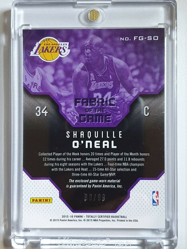 2015 Totally Certified Shaquille O'Neal #PATCH /99 Game Worn Jersey - Rare