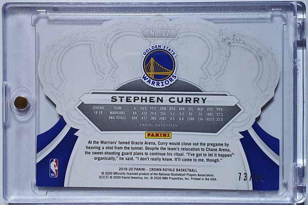 2019 Crown Royale Stephen Curry #67 BLUE CRYSTAL /99 Prizm Die Cut - Rare