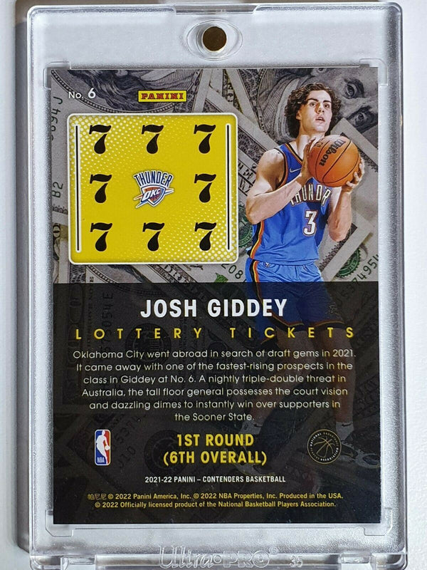 2021 Panini Contenders Josh Giddey Rookie #6 Lottery Ticket RC - Ready to Grade