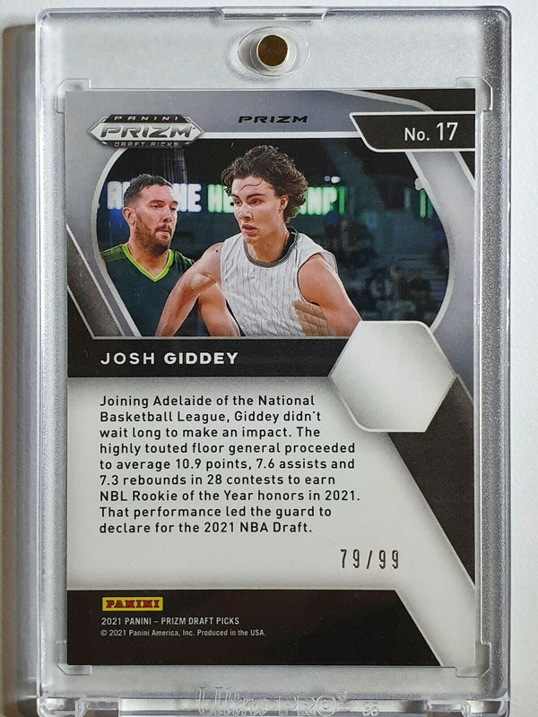 2021 Prizm Josh Giddey Rookie #17 BLUE ICE /99 Draft Picks - Ready to Grade