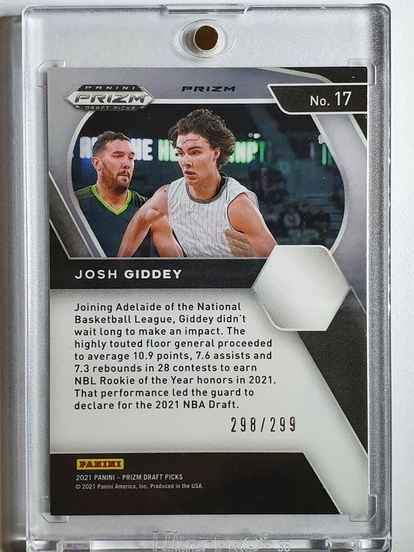 2021 Prizm Josh Giddey Rookie #17 RED HOLO /299 Draft Picks - Ready to Grade