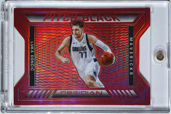 2020 Panini Obsidian Luka Doncic #25 RED FLOOD Pitch Black Holo - Rare