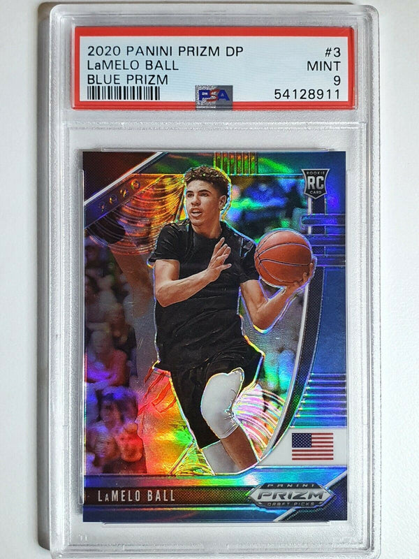 2020-21 Prizm Draft Picks Lamelo Ball Rookie #3 BLUE HOLO /199 - PSA 9