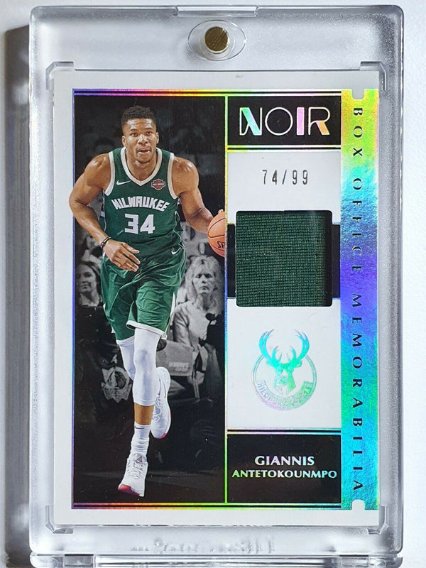 2019 Panini Noir Giannis Antetokounmpo #PATCH /99 Game Worn Jersey - Rare