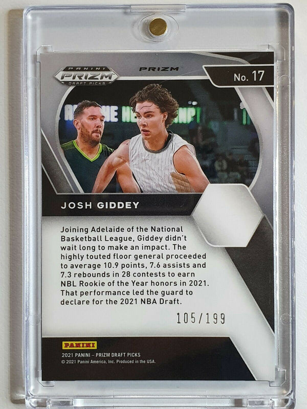 2021 Prizm Josh Giddey Rookie #17 BLUE HOLO /199 Draft Picks - Ready to Grade