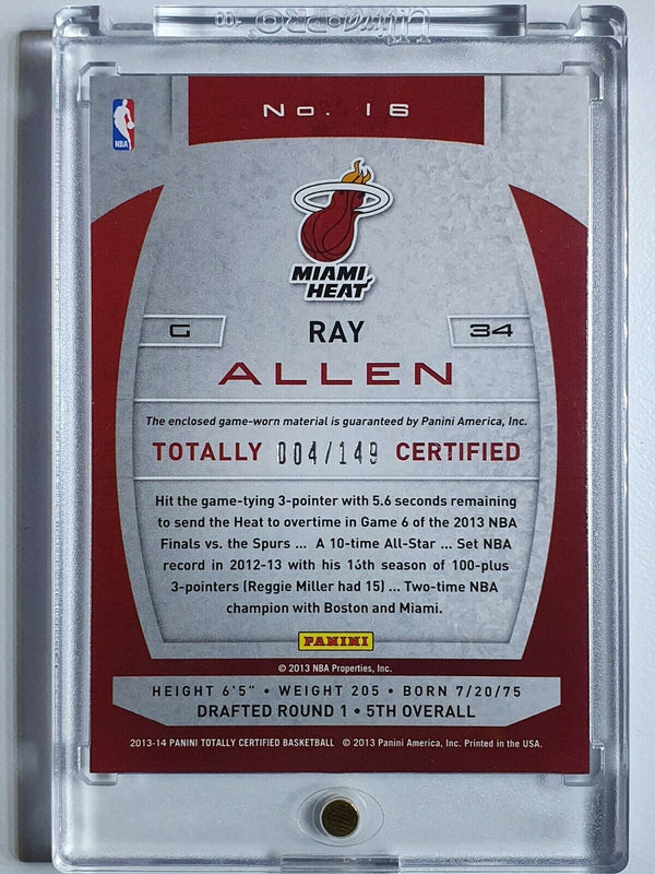 2013 Totally Certified Ray Allen #PATCH RED /149 Worn Jersey - Ready to Grade