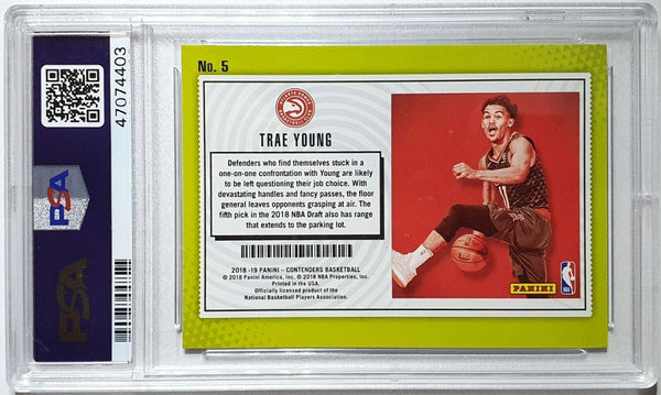 2018 Panini Contenders Trae Young Rookie #5 Lottery Ticket - PSA 10