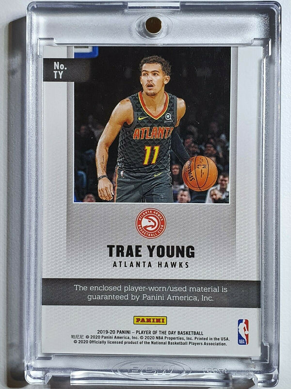 2019 Panini Trae Young #PATCH CRACKED ICE /99 Game Worn Jersey - Ready to Grade