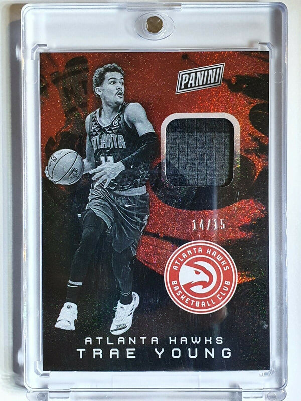 2019 Panini National Trae Young #PATCH COSMIC /15 Game Worn Jersey - Rare