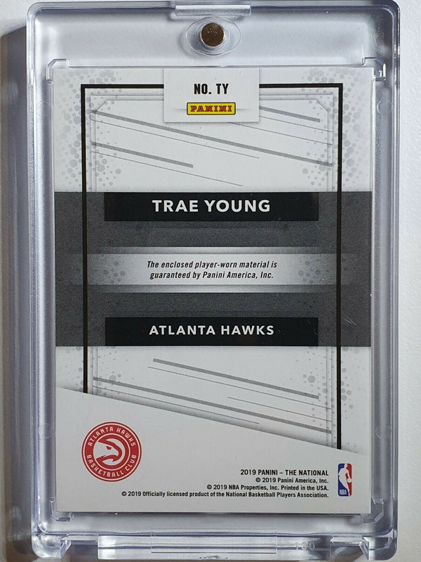 2019 Panini National Trae Young #PATCH COSMIC /15 Game Worn Jersey - Rare