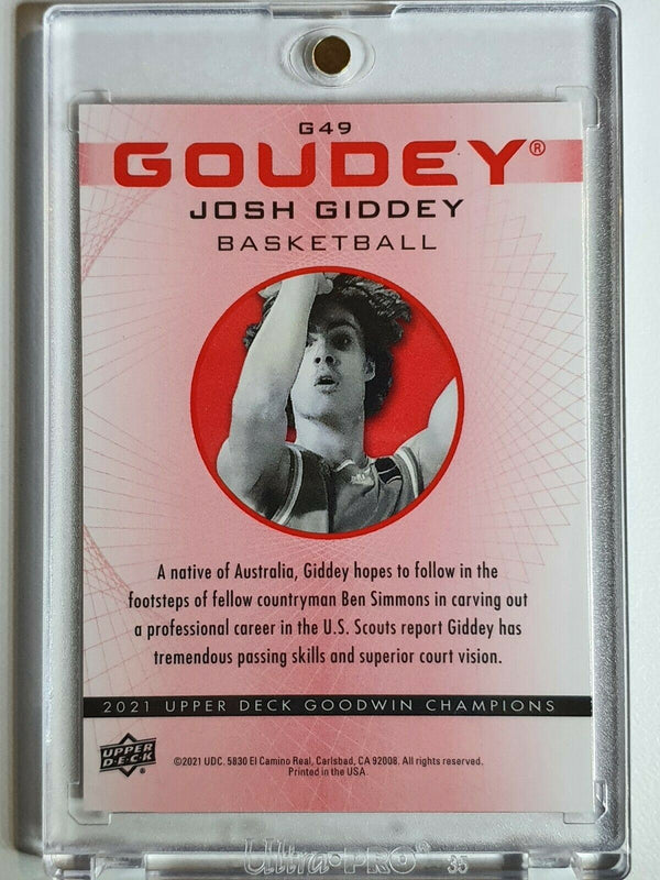 2021 Upper Deck Josh Giddey Rookie RED HOLO Goodwin Champions - Ready to Grade