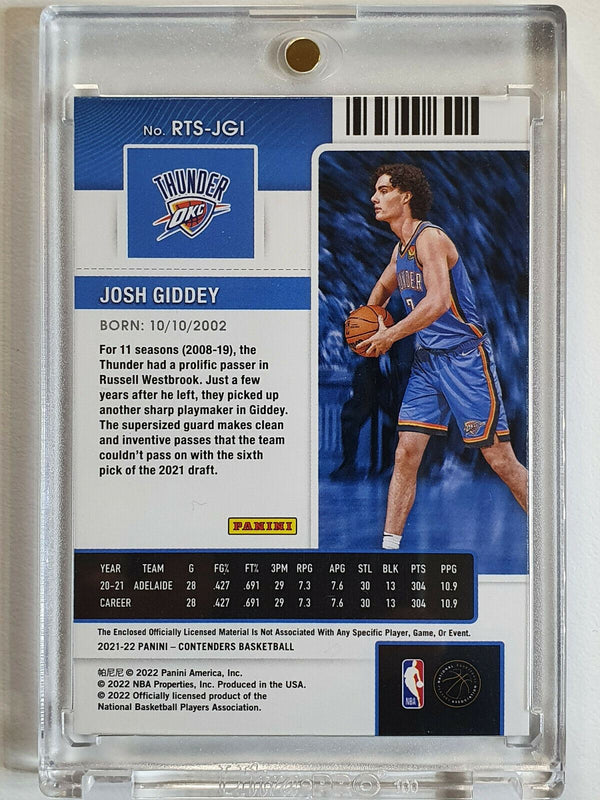 2021 Contenders Josh Giddey Rookie #PATCH Blue Rookie Ticket RC