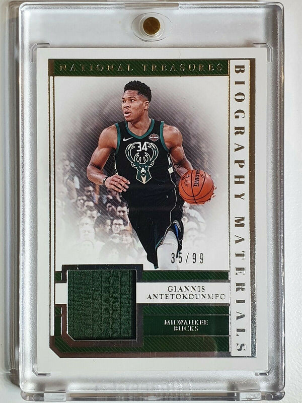 2018 National Treasures Giannis Antetokounmpo #PATCH /99 Game Worn Jersey - Rare