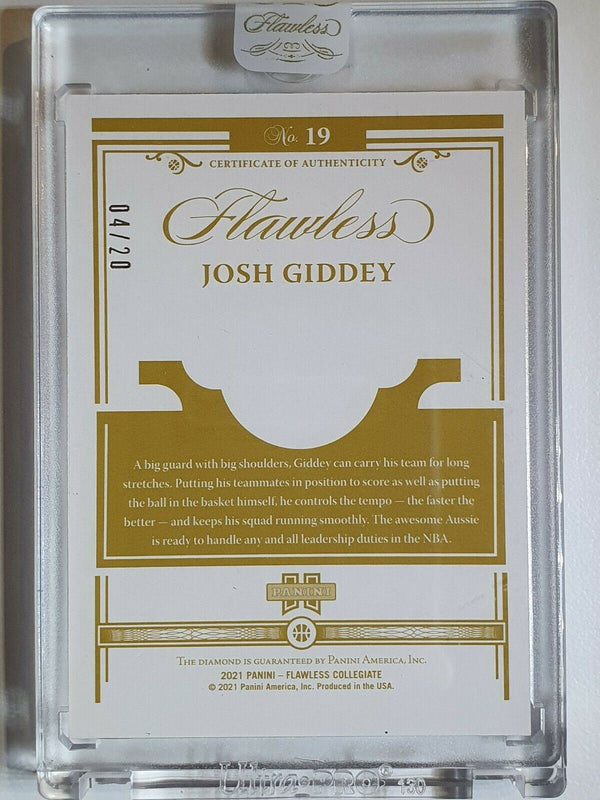 2021 Flawless Josh Giddey #DIAMOND Silver /20 - Panini Factory Sealed