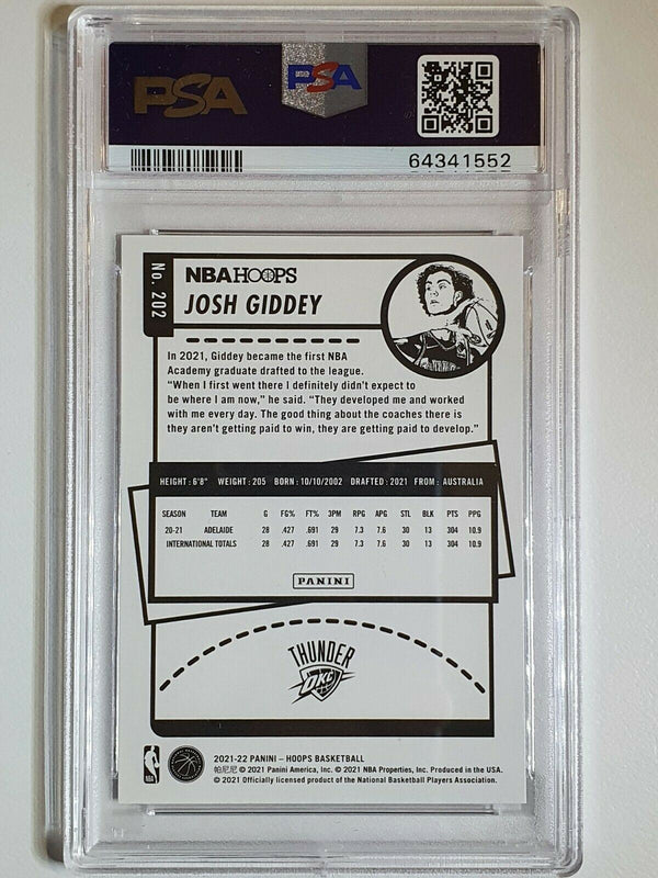 2021 NBA Hoops Josh Giddey Rookie #202 BLUE Edition - PSA 9 (POP 2)