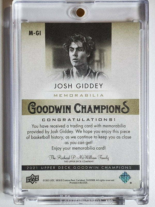 2021 Upper Deck Josh Giddey Rookie #PATCH PREMIUM /50 Jersey - Goodwin Champions