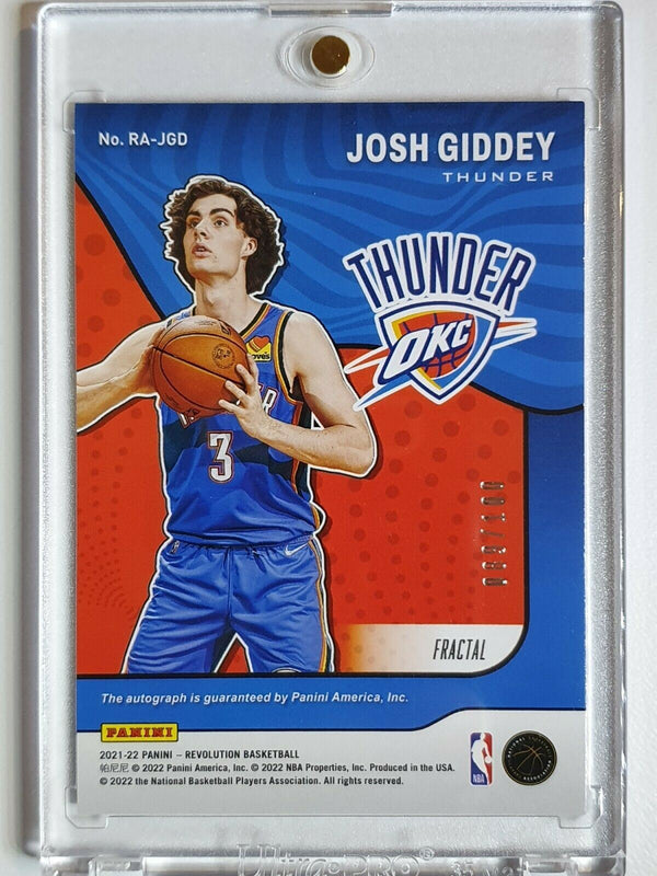 2021 Panini Revolution Josh Giddey Rookie AUTO FRACTAL /100 RC - Ready to Grade