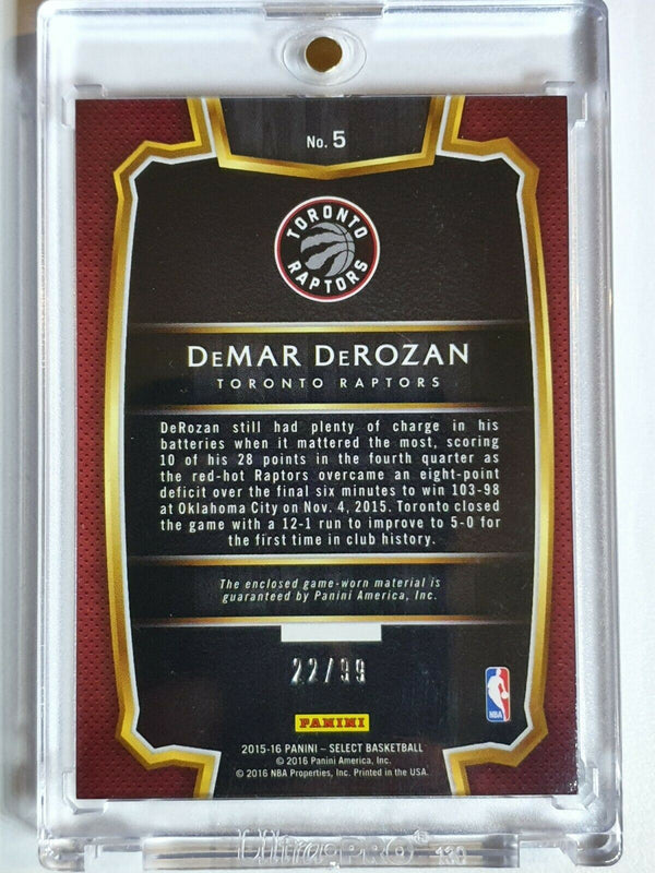 2015 Select DeMar DeRozan #PATCH /99 SPARKS Game Worn Jersey - Ready to Grade