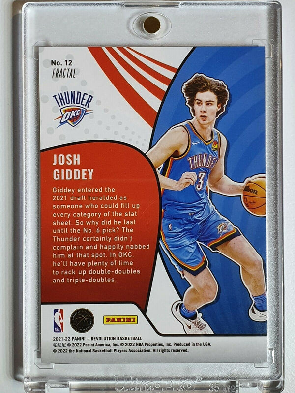 2021 Panini Revolution Josh Giddey Rookie #12 FRACTAL VORTEX RC - Ready to Grade