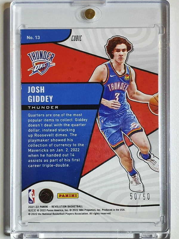 2021 Panini Revolution Josh Giddey #13 CUBIC /50 Rookie Revolution RC - Rare