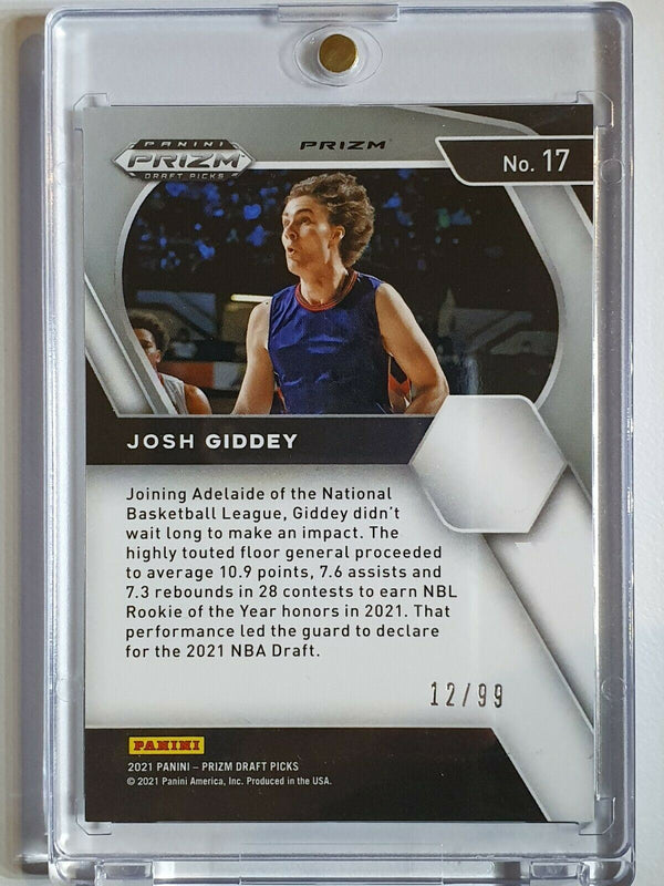 2021 Prizm Josh Giddey Rookie #17 BLUE ICE /99 Variation Draft Picks