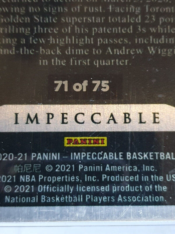 2020 Panini Impeccable Stephen Curry #7 BLUE /75 Stainless Stars - Rare