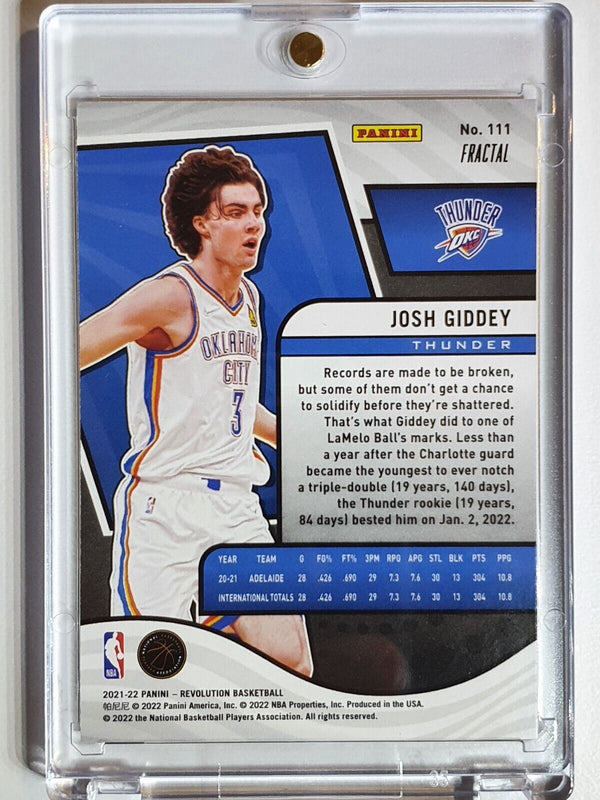 2021 Revolution Josh Giddey Rookie #111 FRACTAL HOLO RC - Ready to Grade