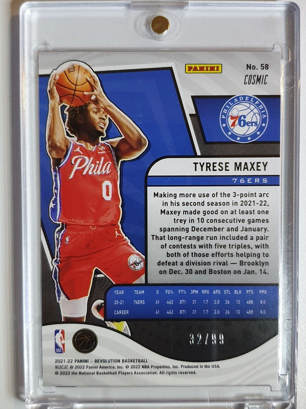 2021 Panini Revolution Tyrese Maxey #58 COSMIC Prizm /99 - Ready to Grade