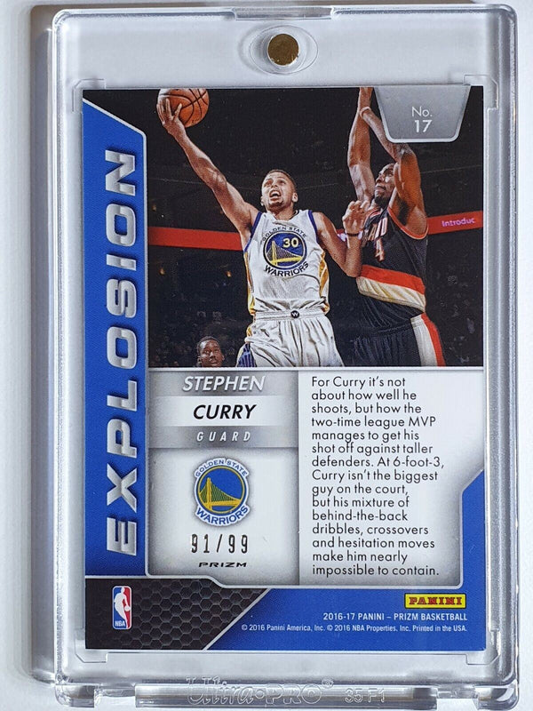 2016 Panini Prizm Stephen Curry #17 BLUE WAVE /99 Explosion - Ready to Grade