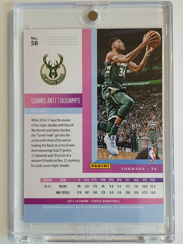 2017 Panini Status Giannis Antetokounmpo #50 GREEN /75 Holo - Ready to Grade