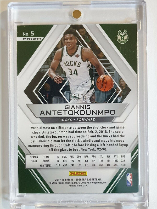 2017 Panini Spectra Giannis Antetokounmpo #5 RED STARS Prizm /75 - Rare