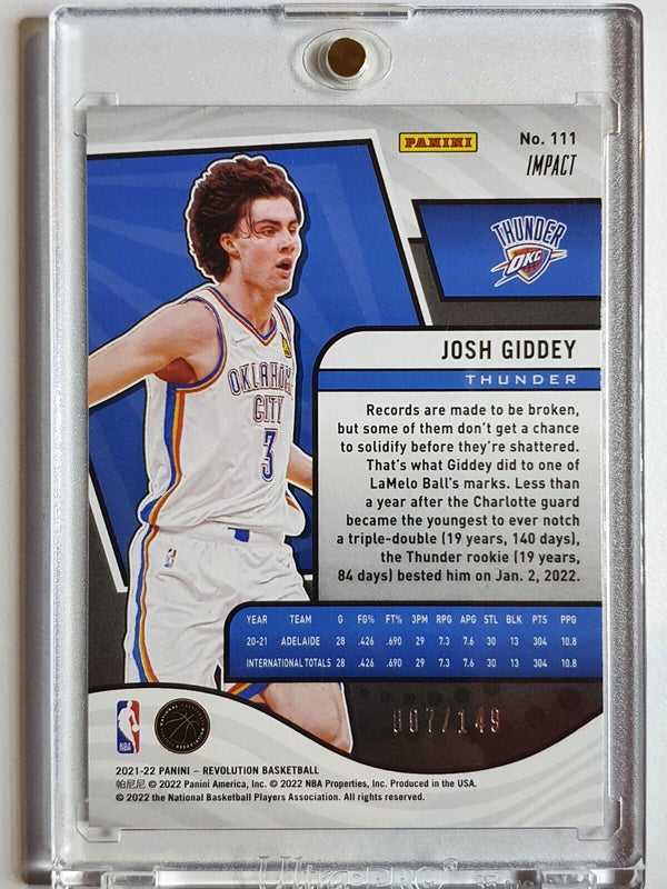 2021 Panini Revolution Josh Giddey Rookie #111 IMPACT /149 Holo - Ready to Grade