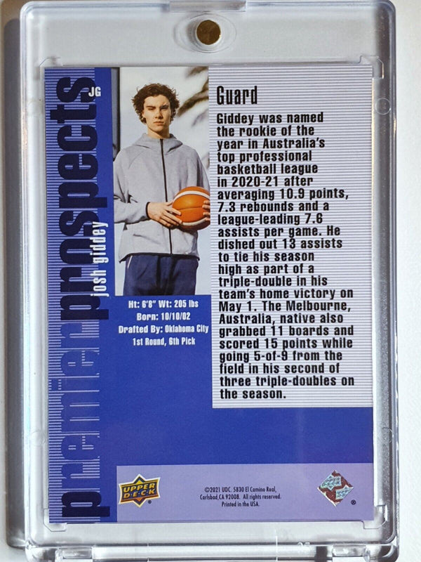 2021 Upper Deck SP Josh Giddey Rookie #JG RC - Premier Prospects