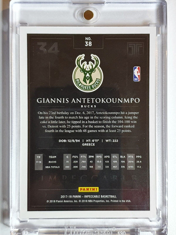 2017 Panini Impeccable Giannis Antetokounmpo #38 BRONZE /99 - Ready to Grade