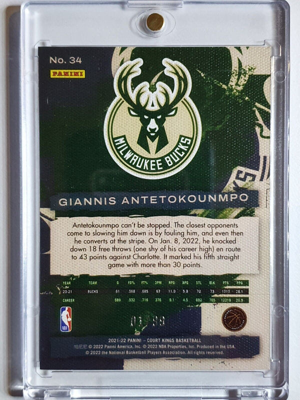 2021 Court Kings Giannis Antetokounmpo #34 PINK /99 Edition - Ready to Grade