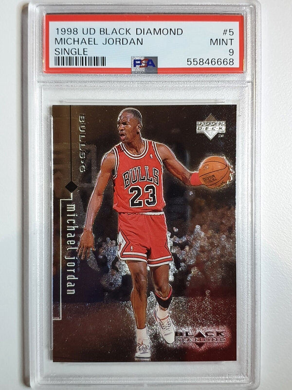 1998 Upper Deck Michael Jordan BLACK DIAMOND #5 Metal Foil - PSA 9