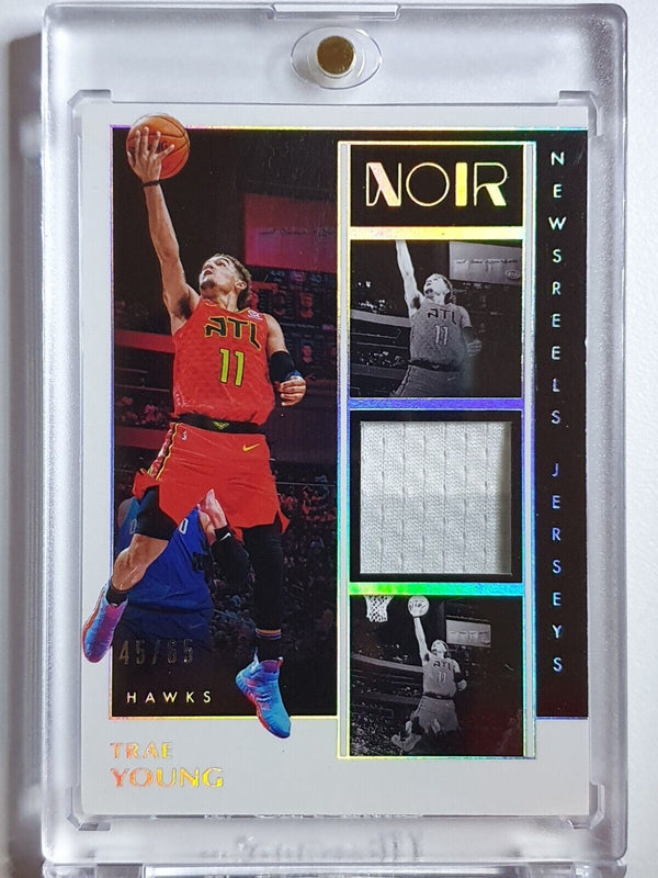 2019 Panini Noir Trae Young #PATCH /65 Game Worn Jersey - Ready to Grade