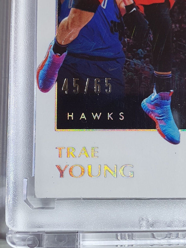 2019 Panini Noir Trae Young #PATCH /65 Game Worn Jersey - Ready to Grade