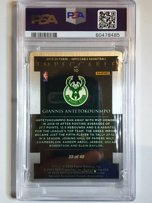 2019 Impeccable Giannis Antetokounmpo #10 PURPLE /49 - PSA 9 (POP 1)